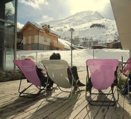 Village-club La Pulka, terrasse en hiver