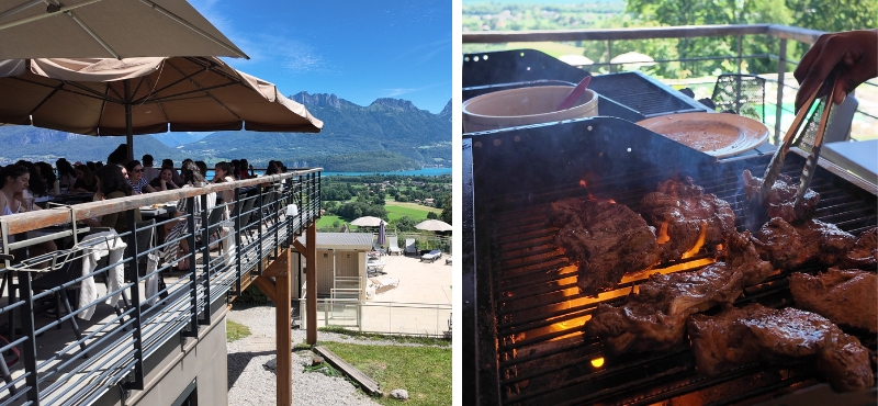 Restaurant vue lac d'Annecy, barbecue