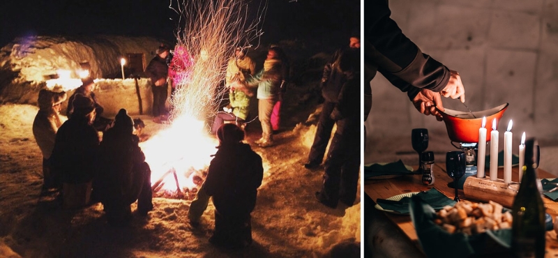 Séjours rando en raquettes dans les Alpes du Léman, sortie fondue en igloo